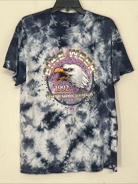 🌞 American Highway NWT Bike Week Daytona Beach 1992 Eagle Tie-Dye Tee men soze L